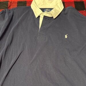 Polo by Ralph Lauren Blue and White Men's Polo Shirt